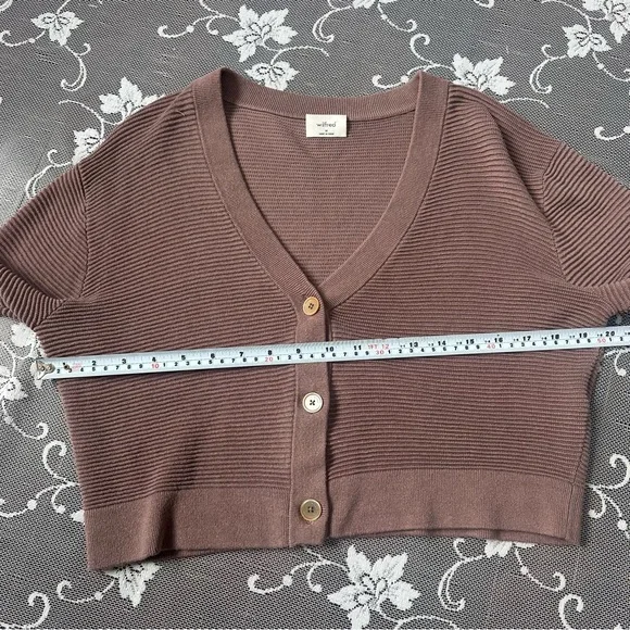 Aritzia Wilfred Light Cropped Cardigan in Dusty Mauve Sz Medium - Picture 5 of 7